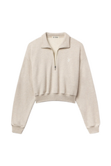 Cropped Half-Zip Sweatshirt - Oatmeal