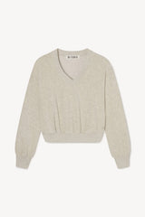 Cropped V-Neck Sweatshirt - Light Heather Grey