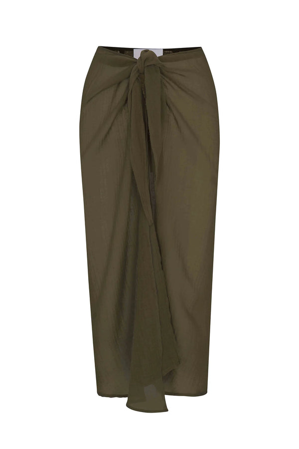 Gauze Wrap Midi Skirt - Cypress