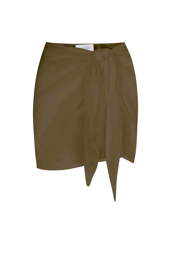 Gauze Wrap Mini Skirt - Cypress