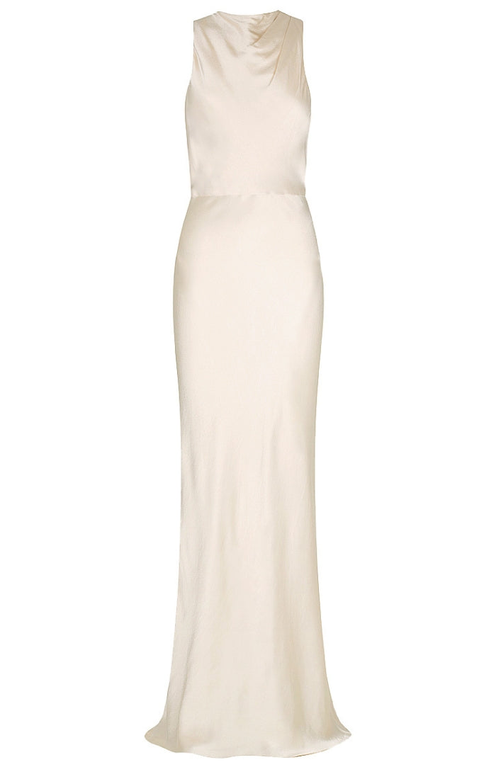 La Lune High Neck Bias Maxi Dress