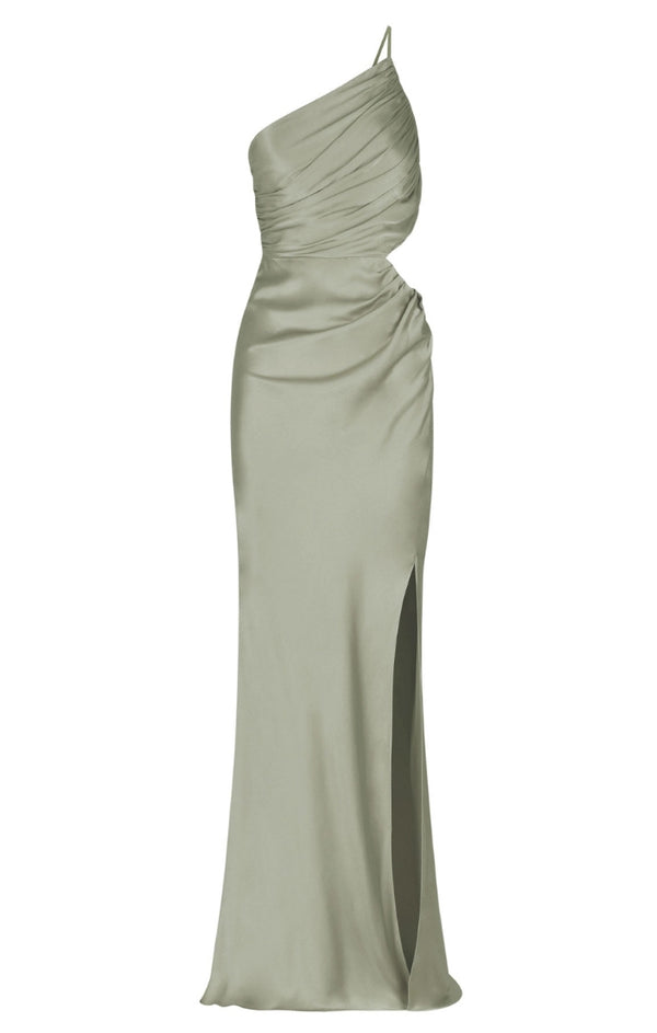 La Lune Asym Gathered Maxi Dress - Sage