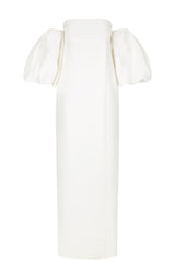 Puff Sleeve Column Maxi Dress - Ivory