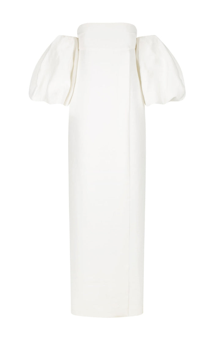 Puff Sleeve Column Maxi Dress - Ivory