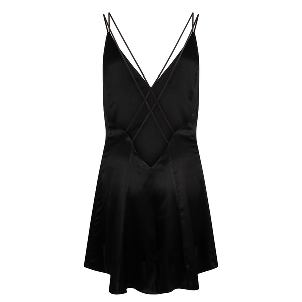 Freudian Silk Mini Slip Dress - Black