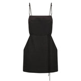 Vento Open Back Knotted Strap Mini Dress - Black
