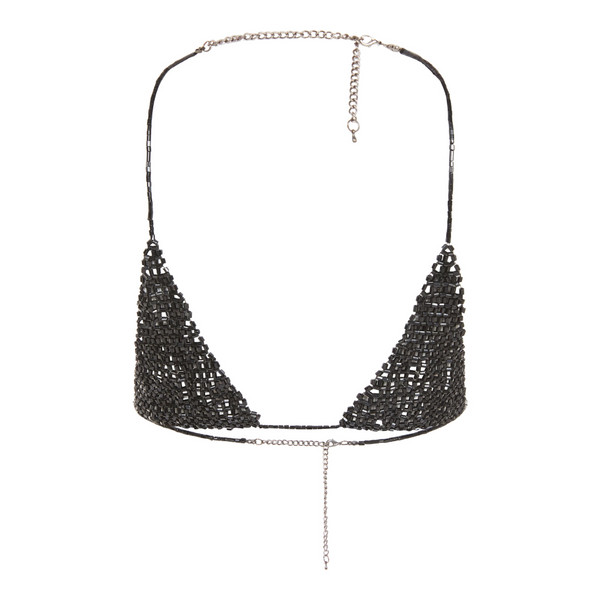 Beaded Triangle Top - Black