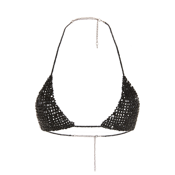 Beaded Triangle Top - Black