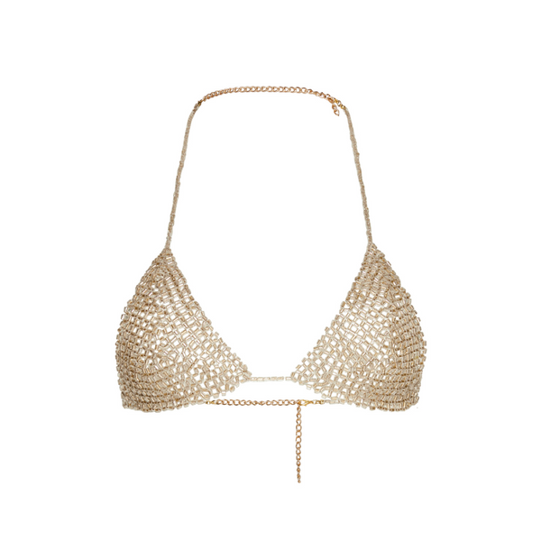 Beaded Triangle Top - White Gold
