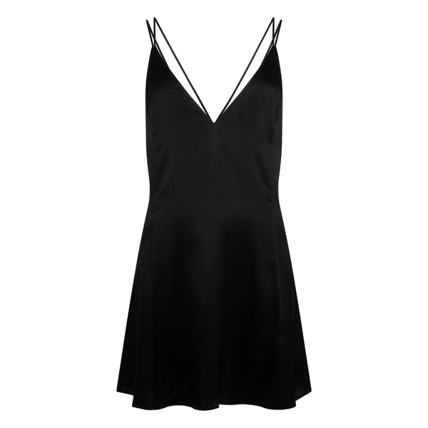 Black Satin Slip Dress Mini Freudian Silk Mini Slip Dress Black – BLVD