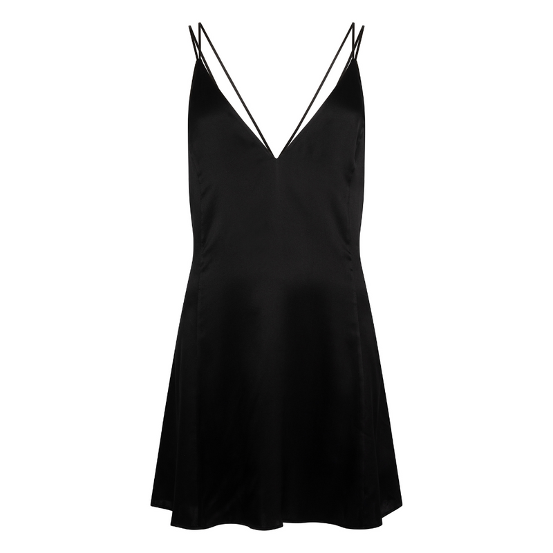 Freudian Silk Mini Slip Dress - Black