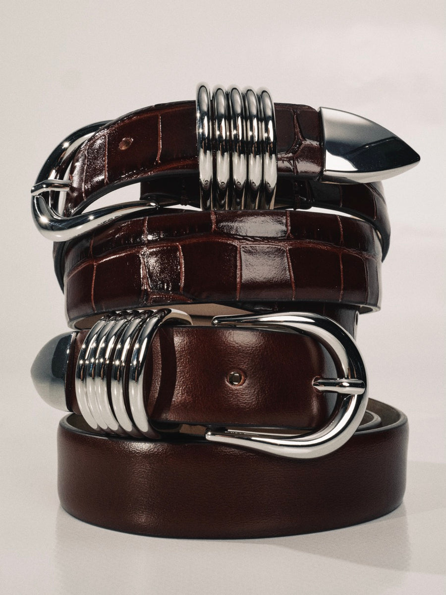 Hollyhock Croco - Dark Chocolate / Silver – BLVD display picture 1