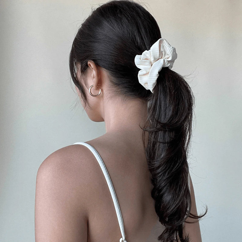 Cream Rib Scrunchie