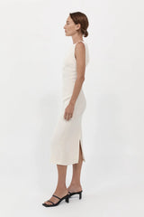 Cut Out Midi Dress - Cool White