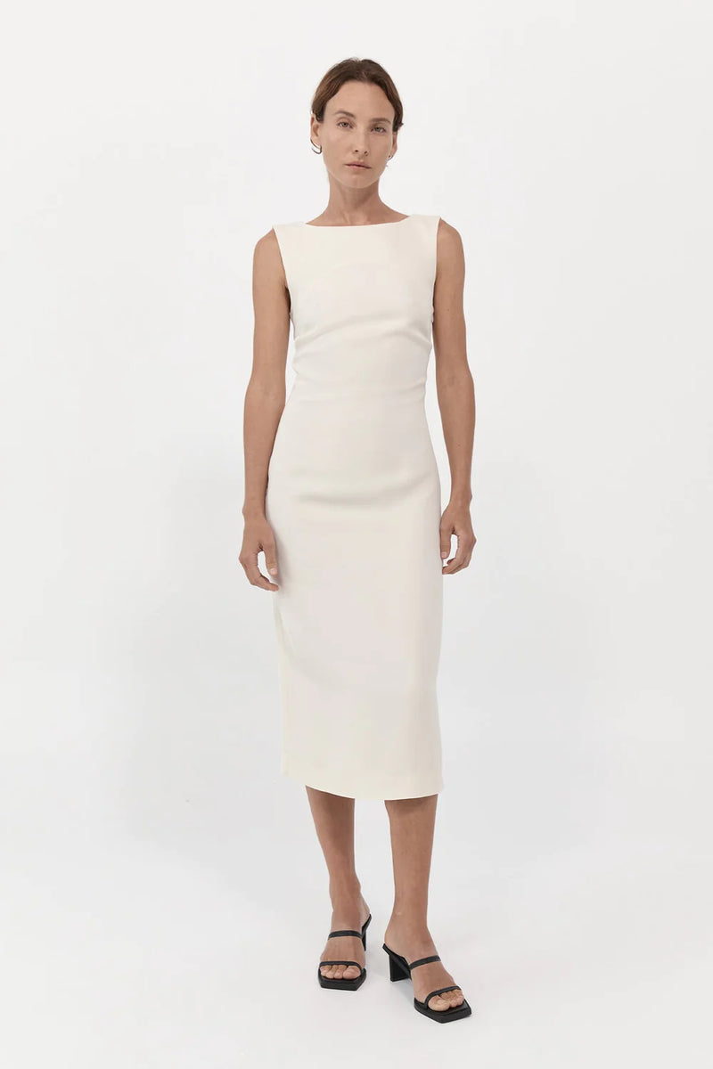 Cut Out Midi Dress - Cool White