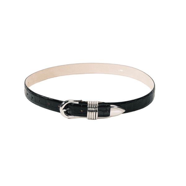 Hollyhock Croco - Black Croco / Silver