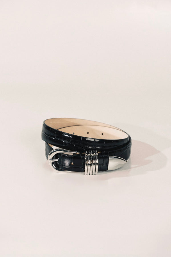 Hollyhock Croco - Black Croco / Silver