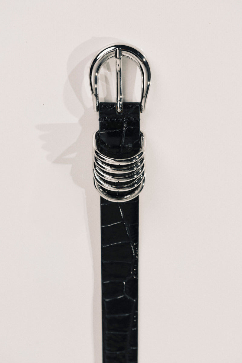 Hollyhock Croco - Black Croco / Silver