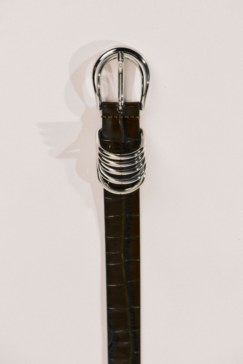 Hollyhock Croco - Dark Chocolate / Silver