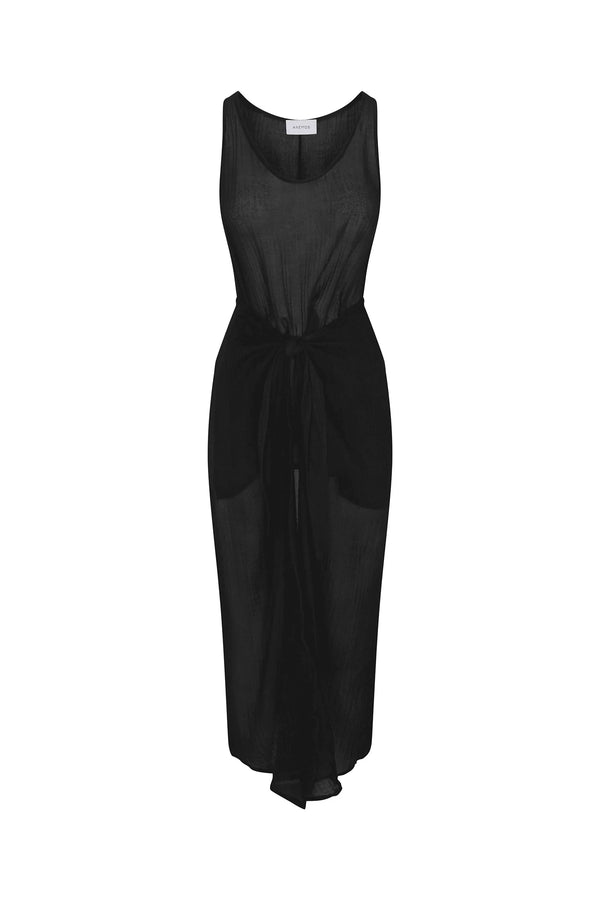D.K. Wrap Midi Dress - Black