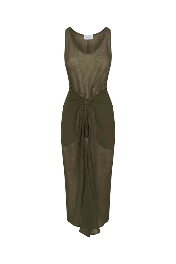 D.K. Wrap Midi Dress - Cypress