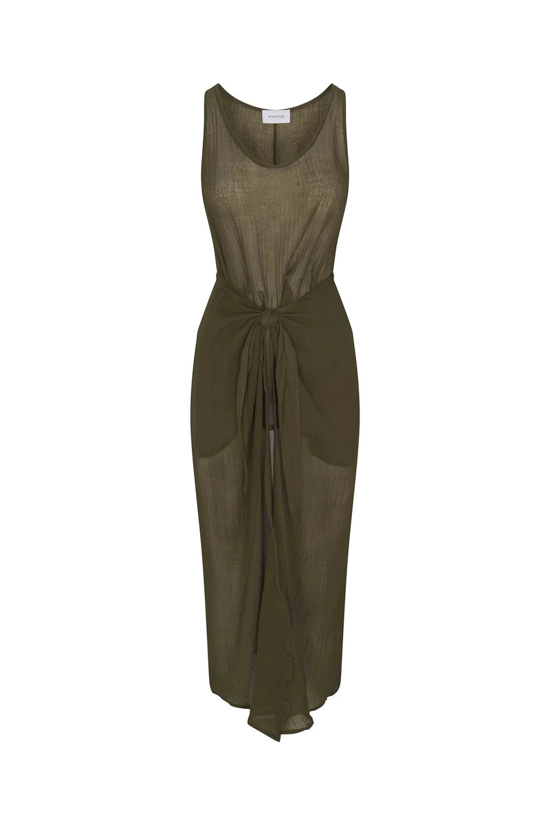 D.K. Wrap Midi Dress - Cypress