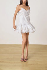 Lace Detail Mini Dress - White - BLVD