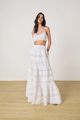 Tiered Maxi Skirt - White - BLVD