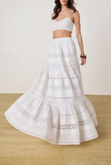 Tiered Maxi Skirt - White - BLVD