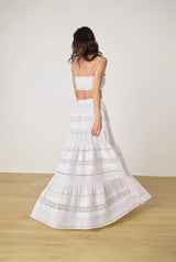 Tiered Maxi Skirt - White - BLVD