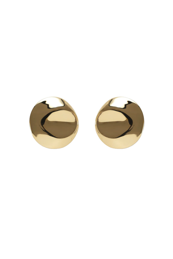 Dented Medallion Earrings - Gold