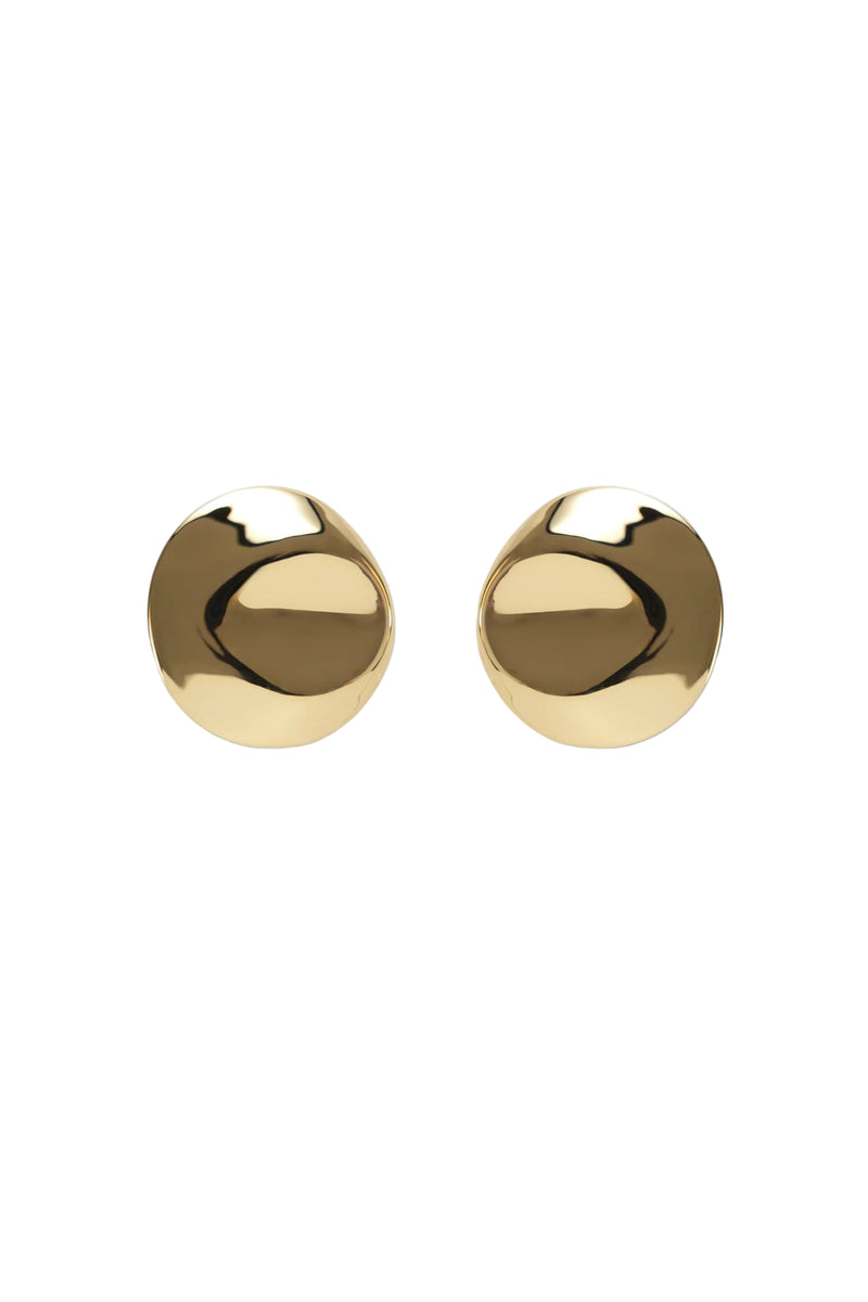 Dented Medallion Earrings - Gold
