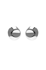 Dented Medallion Earrings - Silver