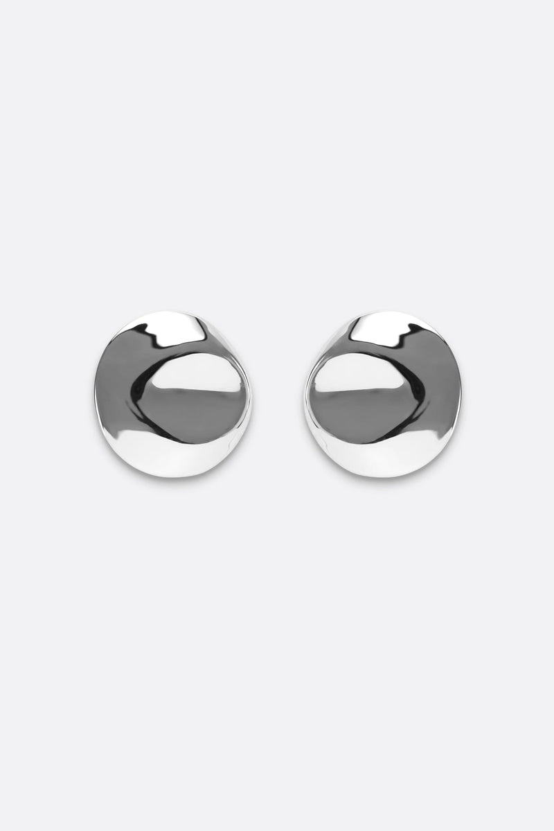Dented Medallion Earrings - Silver