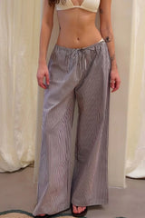 Pin Stripe Drawstring Pant - Espresso - BLVD