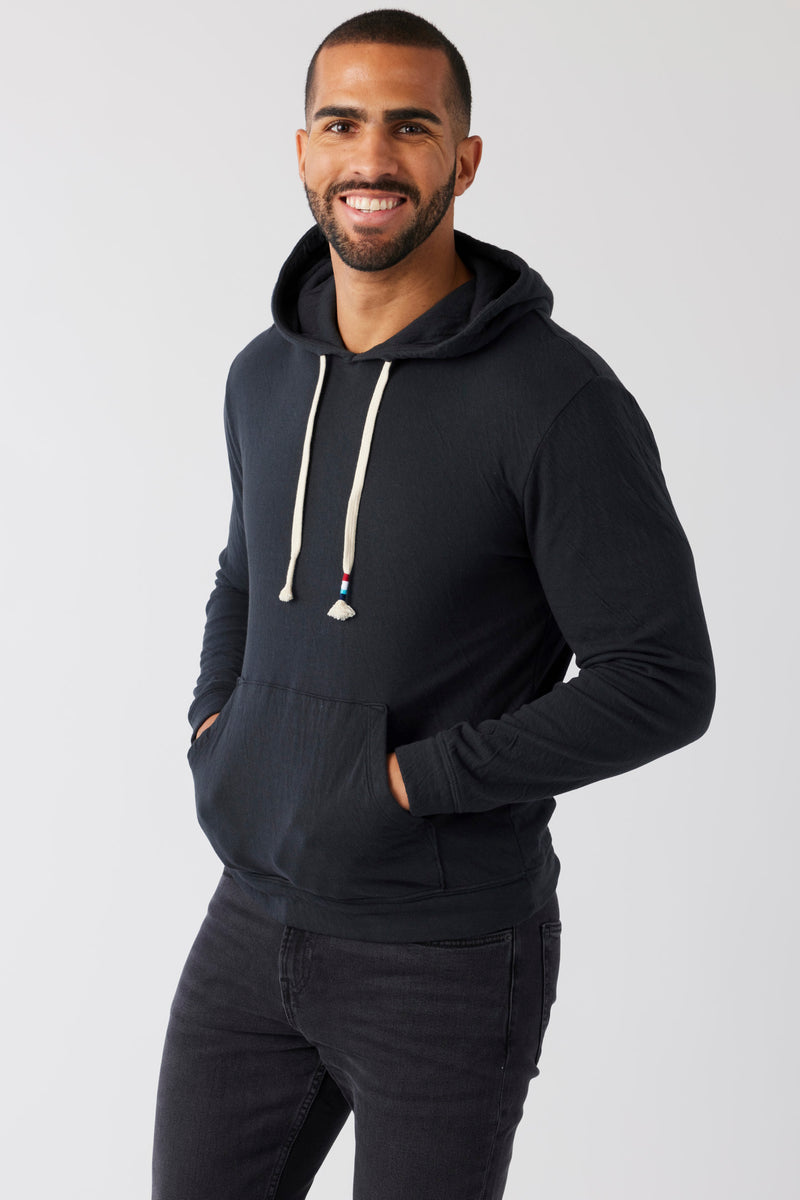 Crinkle Pullover Hoodie - Black