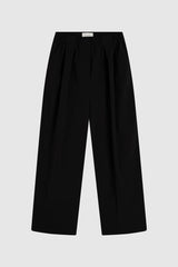 Relaxed Pleat Pants - Black - BLVD