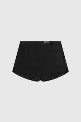 Wool Tailored Mini Short - Black