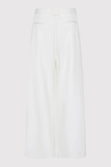 Twill Wide Leg Pleat Pants - Off-White