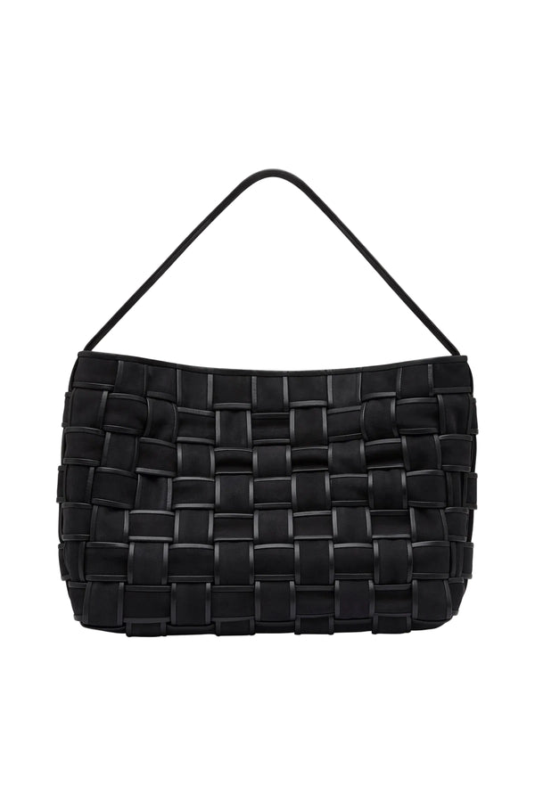 Border Woven Large Tote - Black