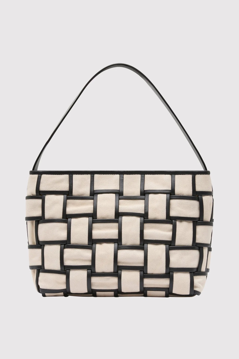 Border Woven Mini Tote - Canvas