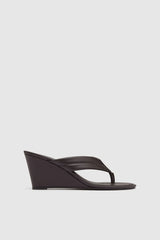 Stitch Detail Thong Wedge - Coffee - BLVD