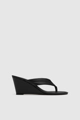 Stitch Detail Thong Wedge - Black - BLVD