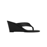 Stitch Detail Thong Wedge - Black - BLVD