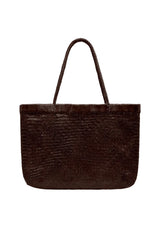 Wide Bagu Woven Tote - Chocolate