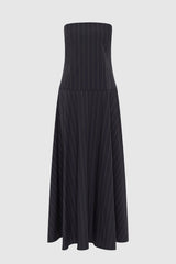 Strapless Rouleau Dress - Ink Stripe - BLVD