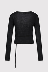 Baby Wool Wrap Top - Black