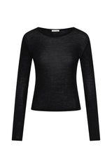 Baby Wool Long Sleeve Top - Black