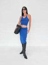 Sheer Knit Cami - Electric Blue - BLVD