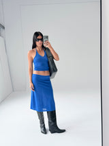 Sheer Knit Cami - Electric Blue - BLVD